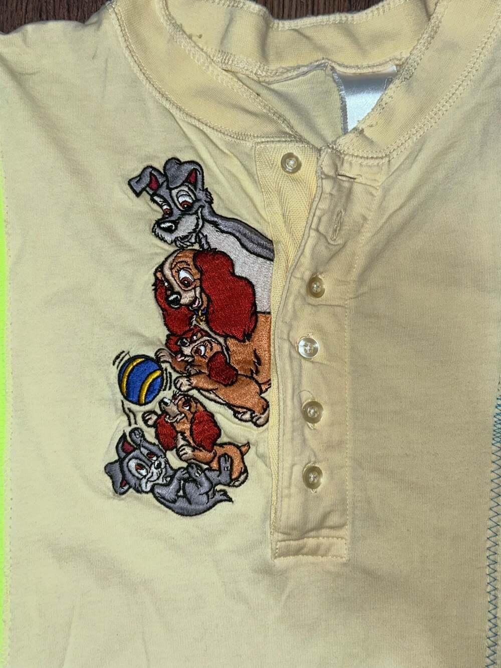 Disney Lady and the Tramp Classic Colorblock Multi-Pattern Henley Shirt - Picture 3 of 5